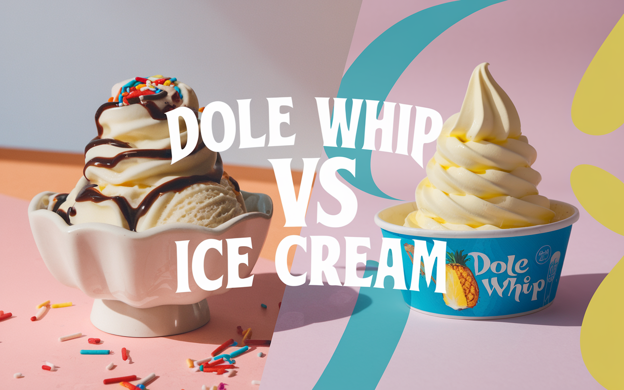 Dole Whip and ice cream side by side in bowls